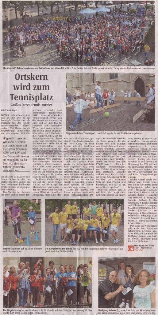 Ortskern wird zum Tennisplatz, WN, 4.6.2014