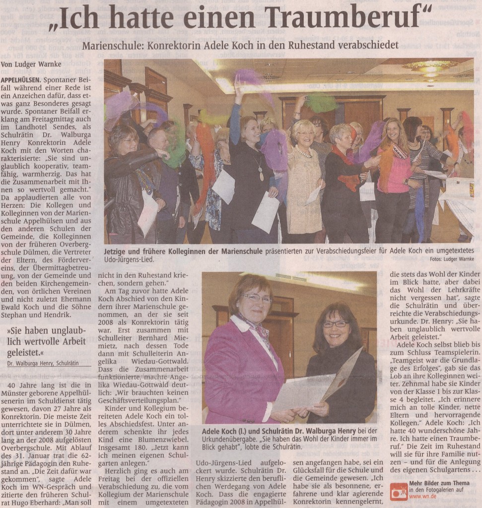 Zeitung, offizielle Verabschiedung, 01.02.2013