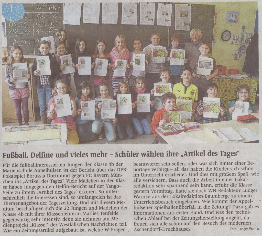 Zeitungsprojekt Klasse 4b, 01.03.2013