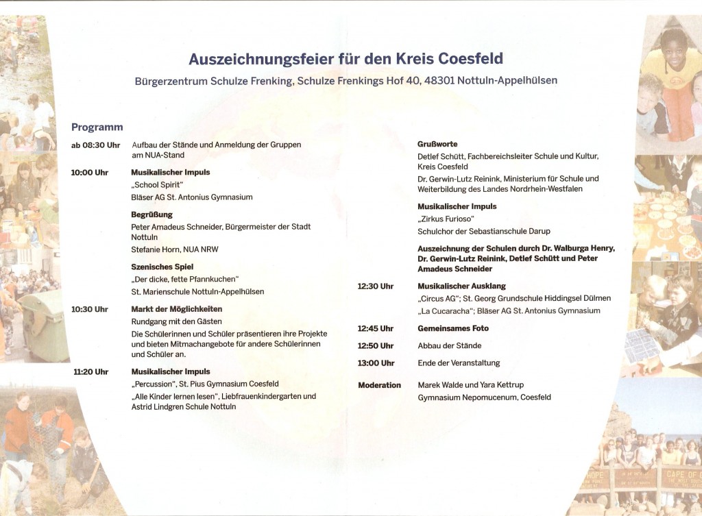 Programm Auszeichnungsfeier, 6. Mai 2015